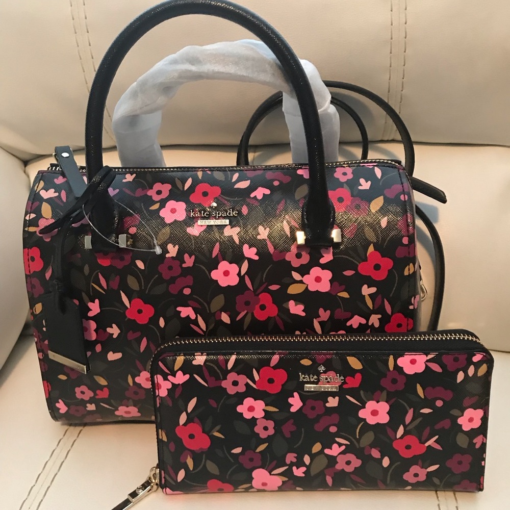 New Kate spade large lane floral bag + wallet